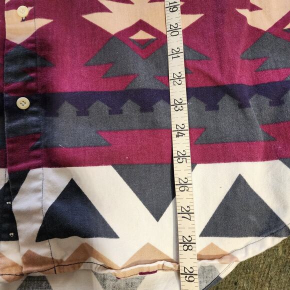 VTG Men's Aztez Flannel New River Size L Cotton Button Up Long Sleeve Southwest - Picture 6 of 8